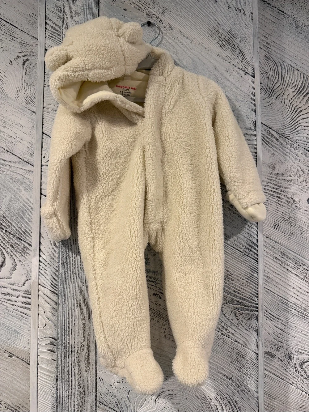 Magnetic Me Cozy Cream Teddy Fleece Baby One-Piece